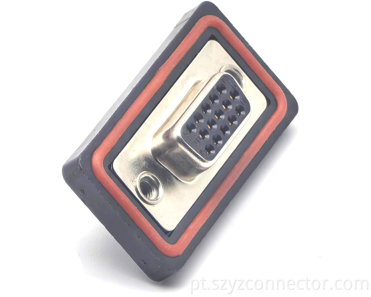 Conector D-sub à prova d'água tipo de solda fêmea de três fileiras 15P Waterproof D-sub Connector Three Rows Female Solder Type 15P